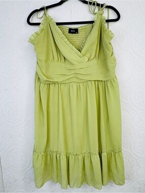 Cider Dress Plus Size 4XL Light Green Strappy Sleeveless Garden Chiffon Ruffle